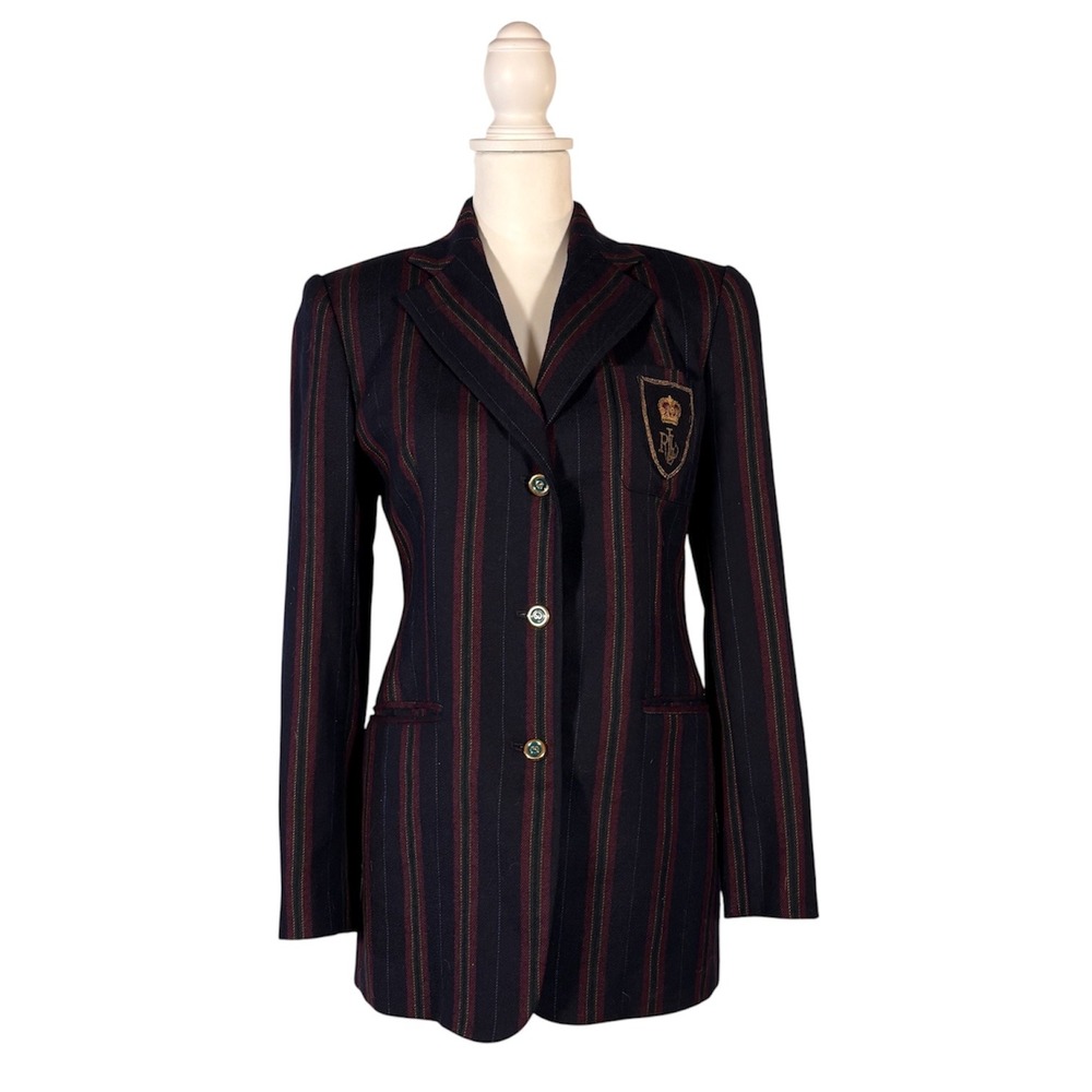 Ralph Lauren LAUREN 100% Wool Blazer Women's 8 y2k 90s Dark Academia Preppy Chic